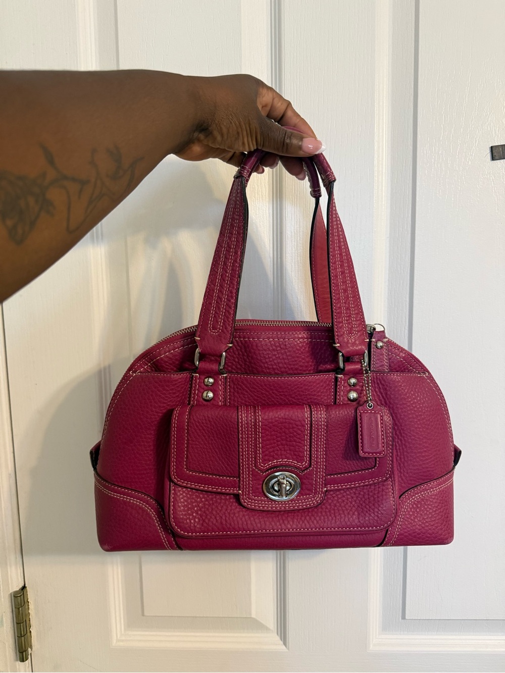 Coach fuschia Hampton Satchel